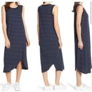 Frank & Eileen Easy Side Slit Tank Dress Blue and White Striped Size XS